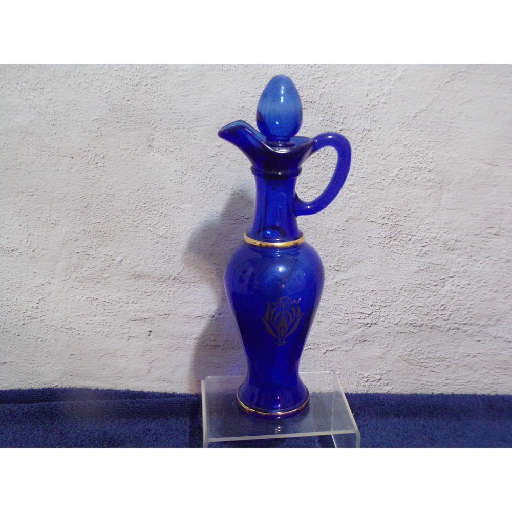 Vintage Avon Cobalt Blue Glass Perfume Oil Bottle Decanter Empty